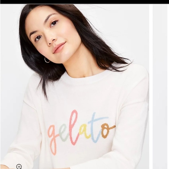 Loft Off-white Summer Novelty Print Gelato Spellout Lightweight Sweater Sz‎ XS - Picture 3 of 14